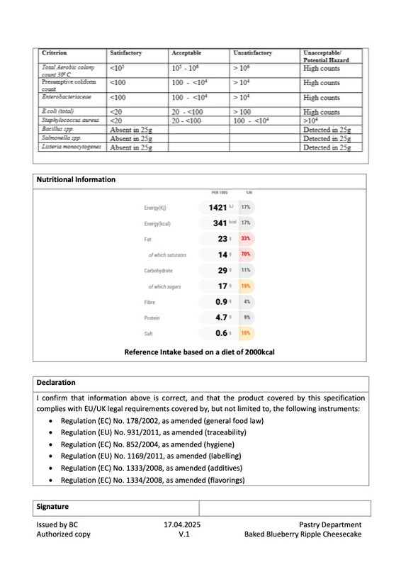 Blueberry Baked Cheesecake 14 Point // 1400Gr 